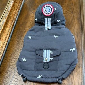 LuvGear Cold Alert Hooded Dog Jacket with Moose Pattern. Size XS.